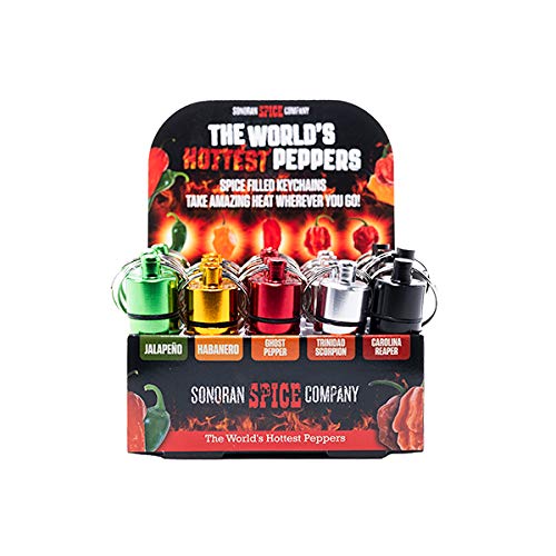 25 Pack Hot Pepper Spice Filled Keychains - Spicy Novelty Gifts for Food Lovers - Perfect for Retail Display, Party Favors & Prank Gifts (Powder Filled)
