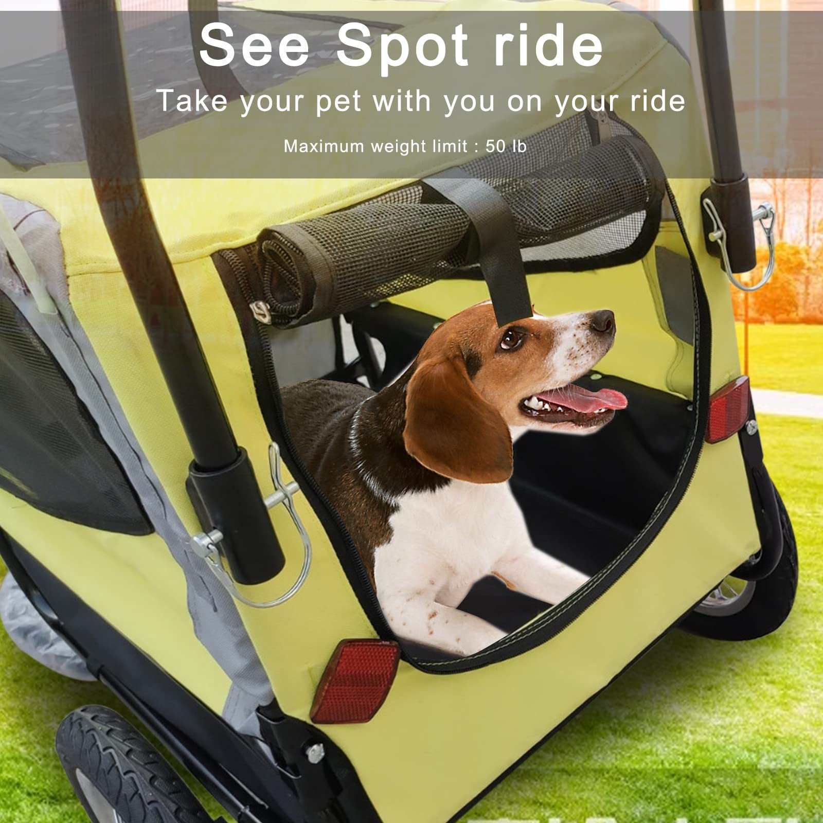 26 Inch Bike Pet Trailer & Dog Stroller for Small & Medium Dogs with Air-Filled Tires - Perfect for Cycling Adventures, Jogging & Outdoor Activities with Your Pet