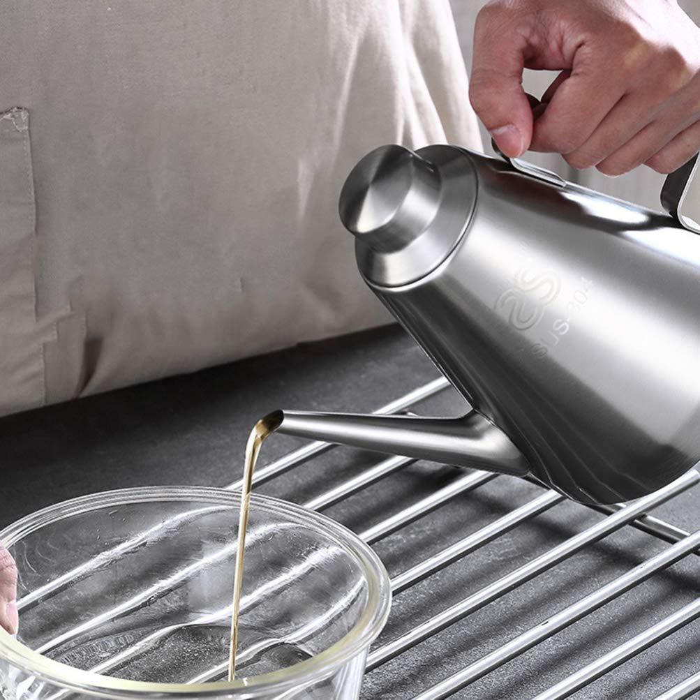 Stainless Steel Oil Dispenser Bottle - 12oz Vinegar & Sauce Bottle with Drip-Free Spout - Perfect for Kitchen, Restaurants & Salad Dressing