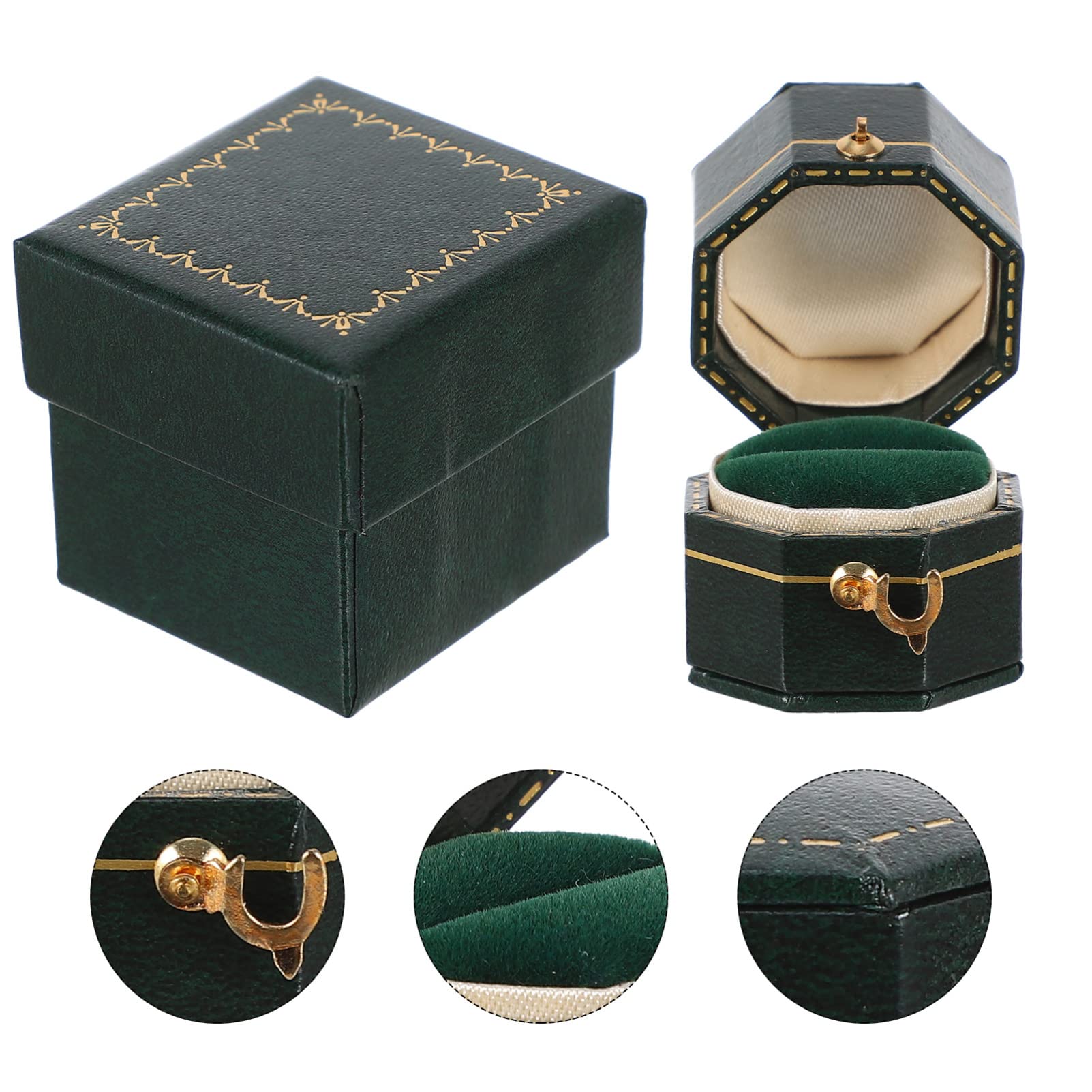 Vintage Jewelry Ring Box - Handmade Wedding Ring Holder for Engagement & Travel Storage