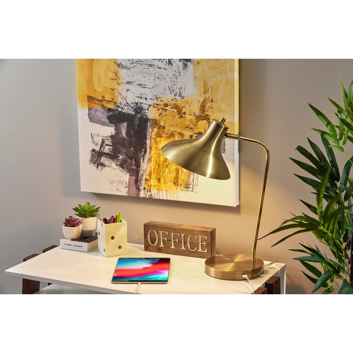 Adesso SIMPLEE SL4919-21 Cleo Adjustable Brass Desk Lamp - Modern Office Lighting for Home, Study & Workspace - Perfect for Reading, Writing & Computer Work