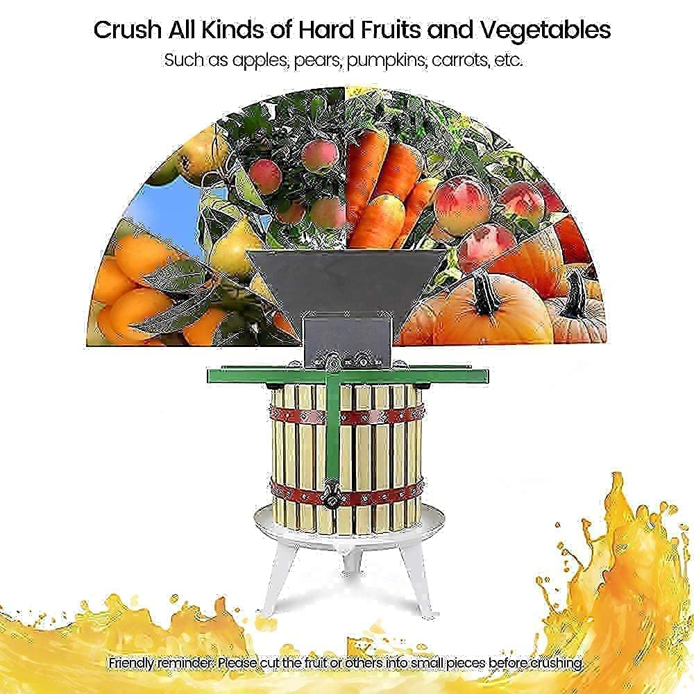 Premium Manual Fruit Wine Press & Crusher - 100% Natural Apple, Grape & Berry Juicer for Homemade Wine, Cider & Juice - Perfect for Kitchen, Home Brewing & DIY Winemaking