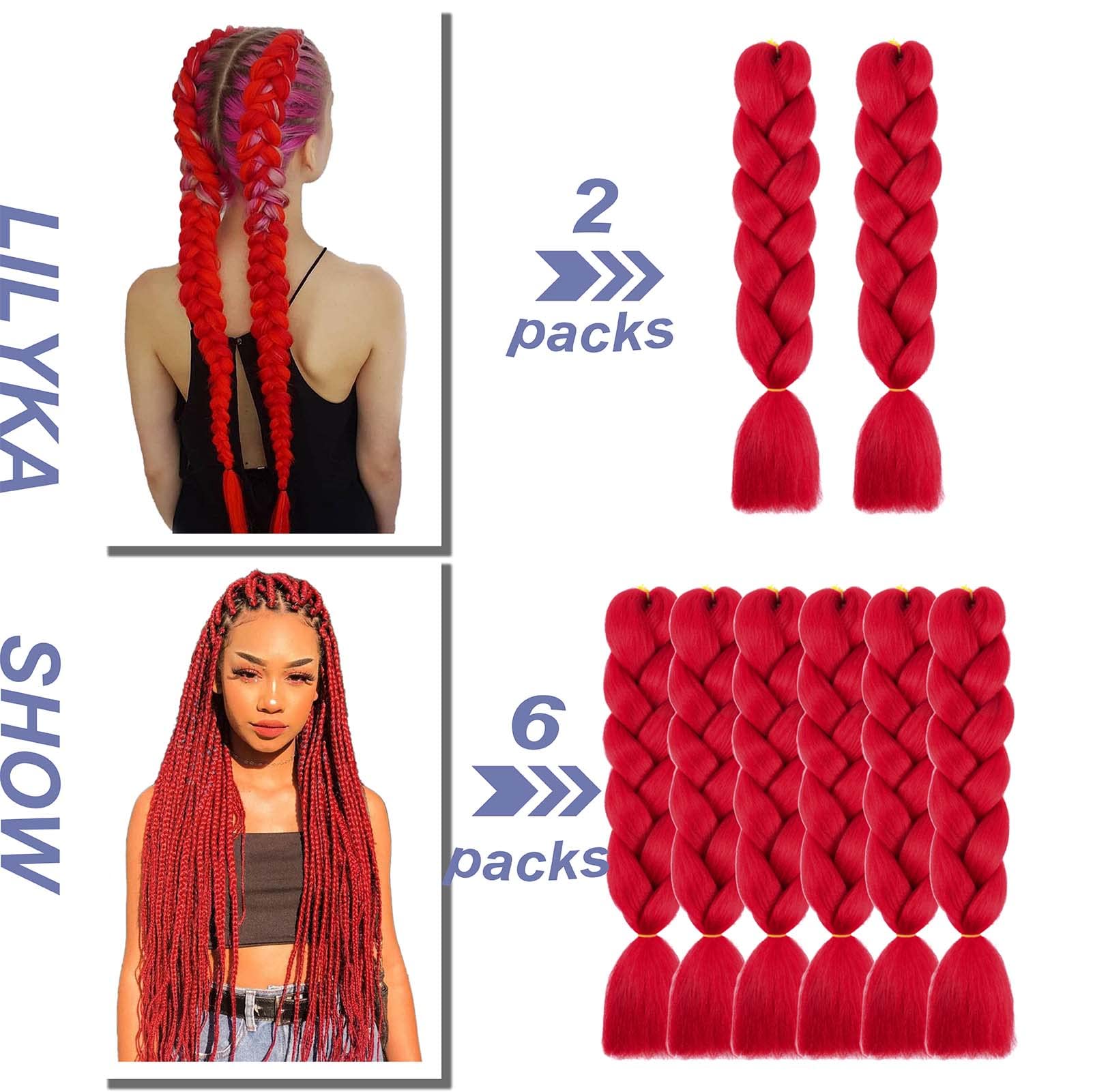 3 Packs 24 Inch Kanekalon Ombre Jumbo Braiding Hair Extensions for Women - High Temperature Synthetic Hair for Twist & Crochet Braids | Perfect for Protective Styles, Box Braids & Natural Hair Care