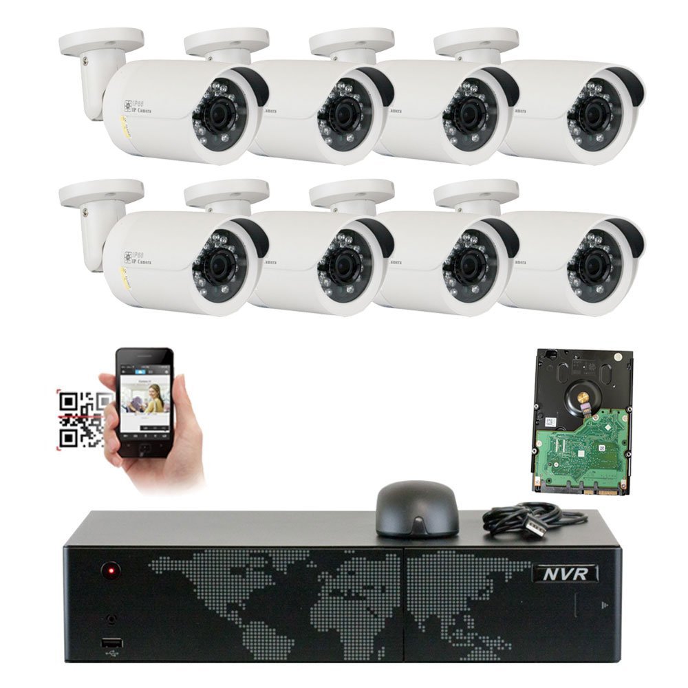 GW Security 16 Channel 4K NVR System with 8MP IP POE Cameras - 8 Weatherproof 8.0 Megapixel (2592x1920) Bullet Cameras, QR Code Setup, Pre-Installed 4TB HDD - Ideal for Home & Business Surveillance, 24/7 Security Monitoring