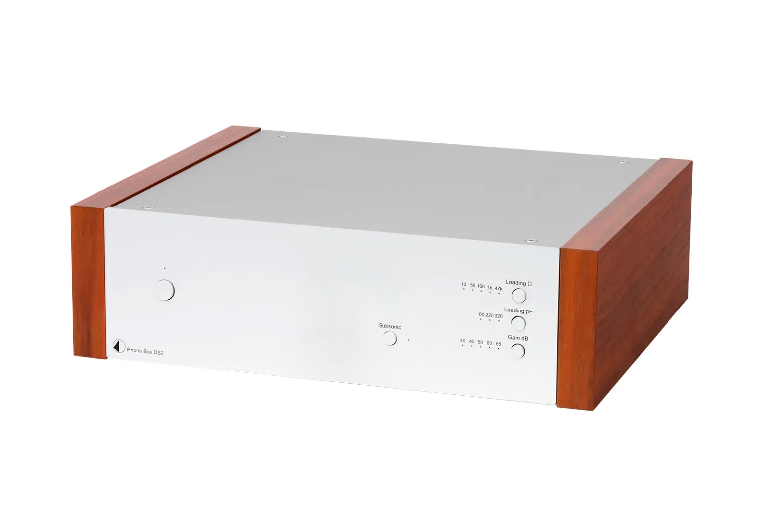 Pro Ject Phono Box MM/MC Phono Preamplifier - High-Fidelity Silver & Rosenut Finish for Vinyl Records - Perfect for Home Audio Systems & Turntable Setups