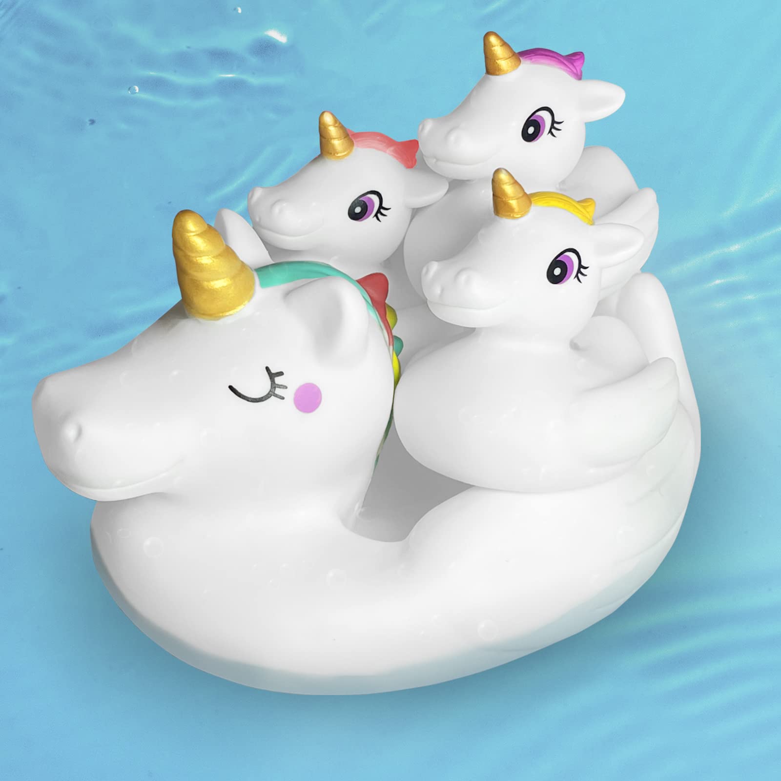 **Unicorn Baby Bath Toys Set - 4pcs Cute Floating & Squirt Bathtub Toys for Toddlers 1-3 Years, Safe Rubber Shower Toys for Boys & Girls - Perfect Bath Time Fun & Learning Gifts**    *(Use: Ideal for sensory play, bath time entertainment, and early childhood development in home or daycare settings)*