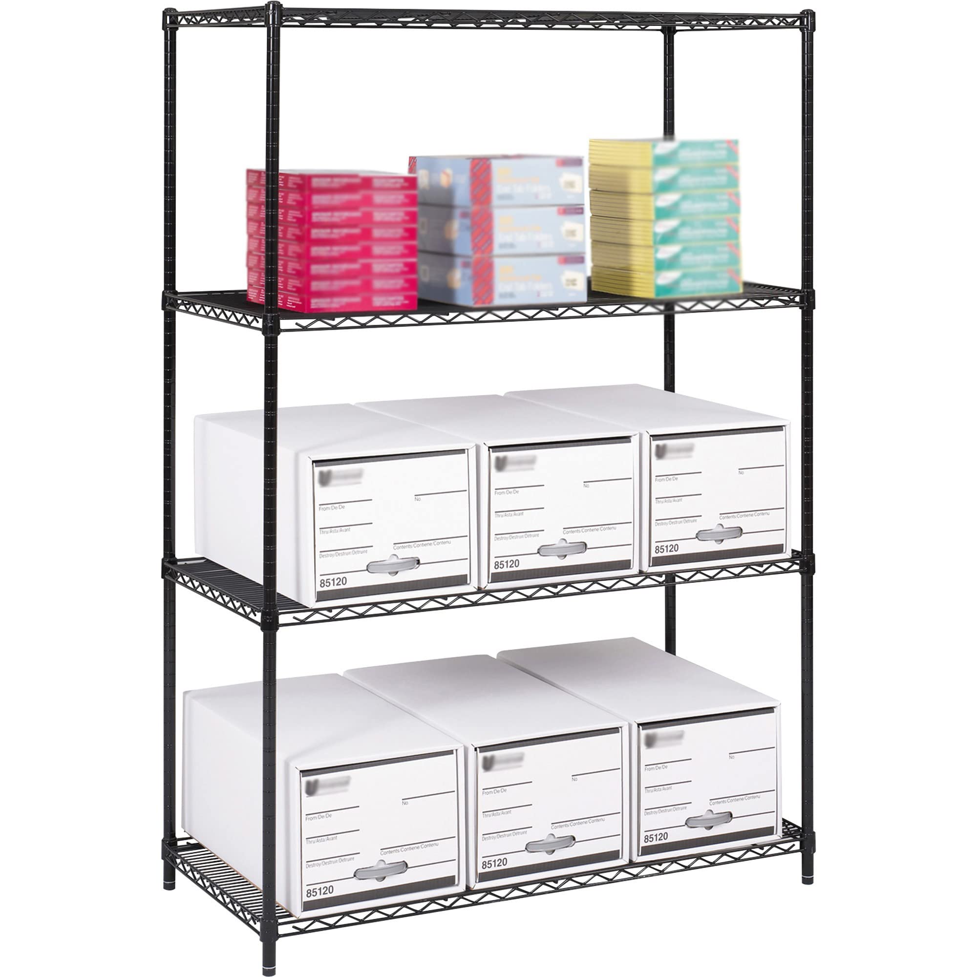 4-Tier Black Epoxy Wire Shelving Unit - NSF Certified Commercial Storage Rack (24
