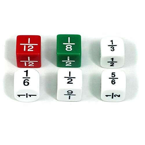 Koplow Games Inc. Fraction Dice Set of 6 (24-Piece Math Learning Set) - Perfect for Classroom Activities, Homeschooling & Educational Games