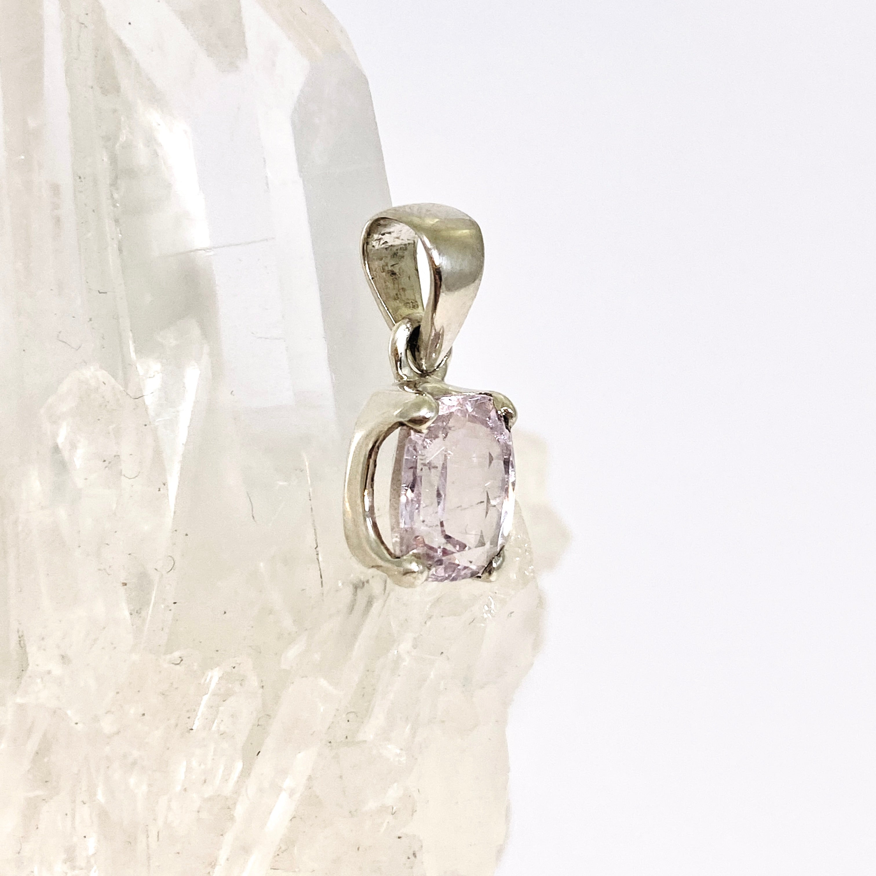 Kunzite Rectangular Faceted Pendant Necklace - PPGJ880 | Elegant Jewelry for Women, Perfect for Weddings, Parties & Special Occasions