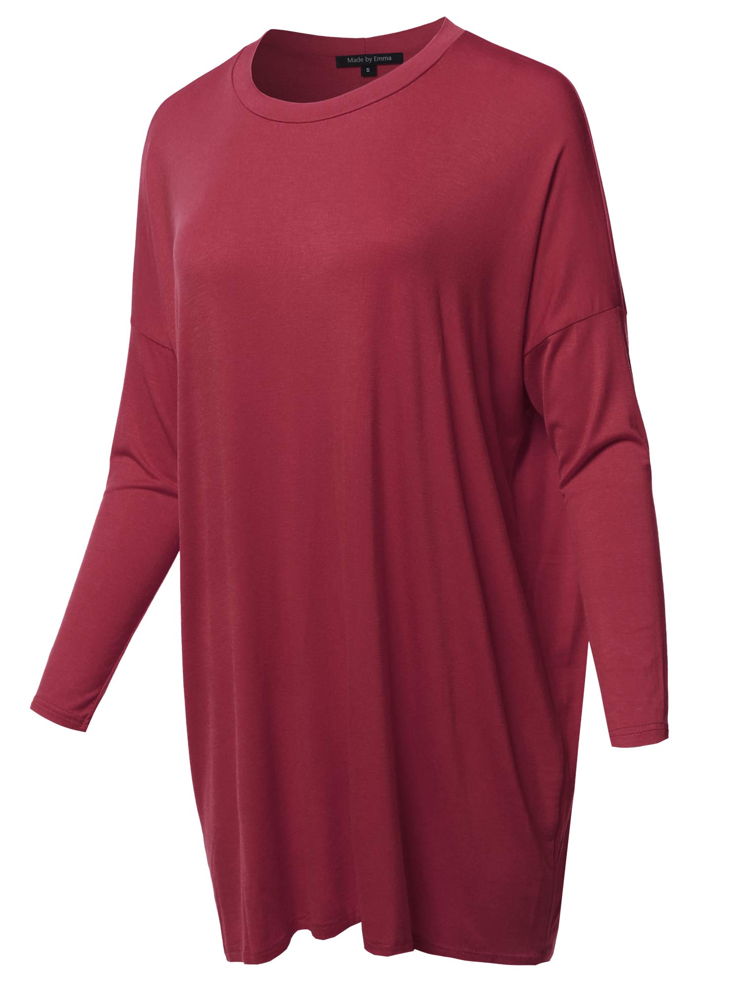 Emma Women's Casual Loose Fit Dolman Sleeve Tunic Dress Top - Comfortable Flowy Blouse for Everyday Wear, Work & Weekend Outfits