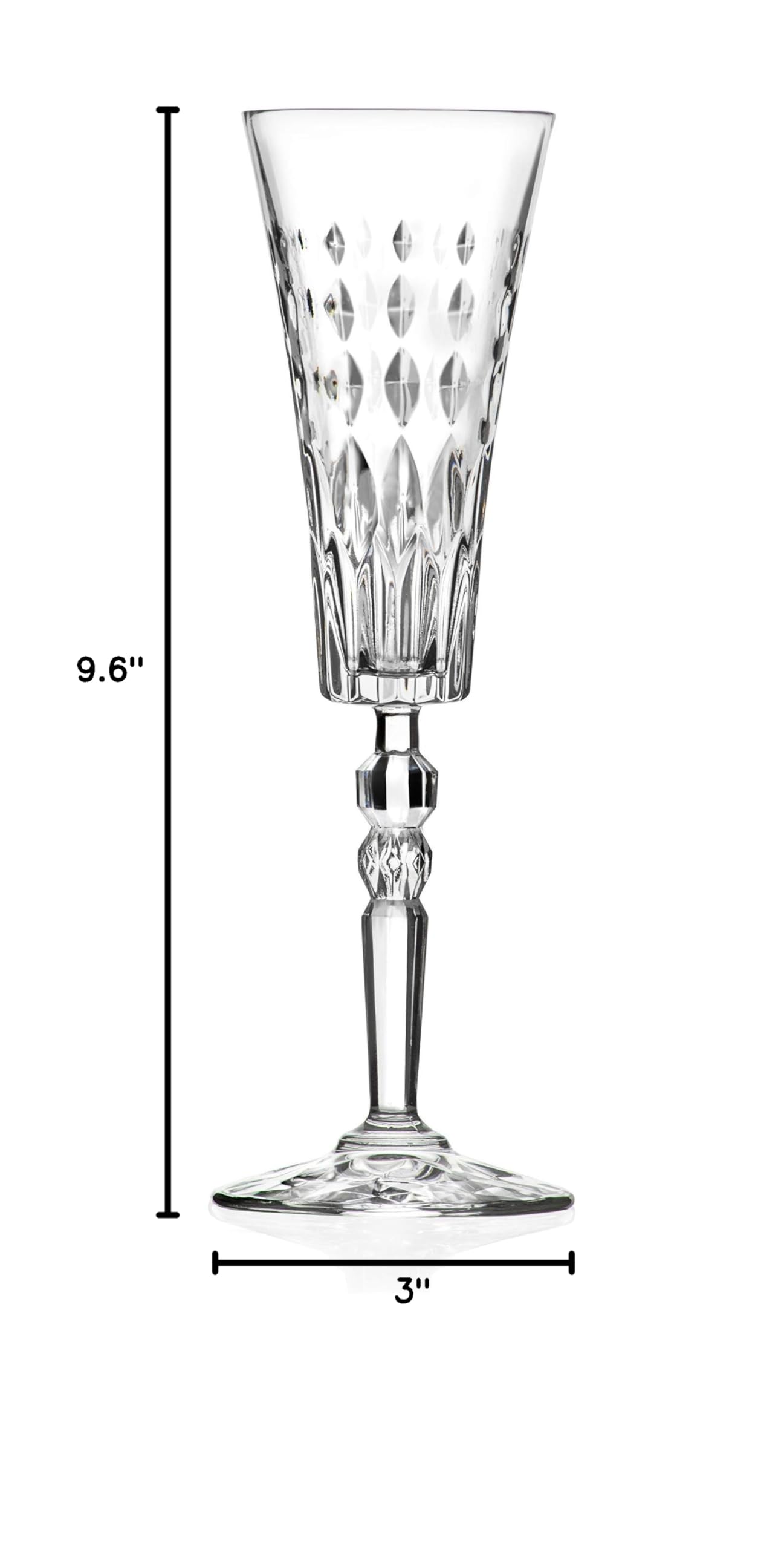Barski 6-Piece Crystal Champagne Flute Set - 7 oz Elegant Toasting Glasses for Weddings & Celebrations - Made in Europe - Perfect for Anniversaries, Parties & Special Occasions
