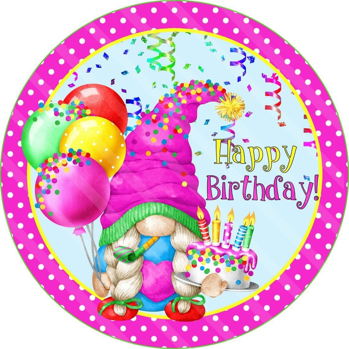 5D DIY Happy Birthday Gnome Diamond Painting Kit for Adults - Full Round Drill Cake Gnome Goblin Diamond Art with Gemstones - 12x12 Inch Home Wall Decor, Gift for Birthday Party & Craft Lovers