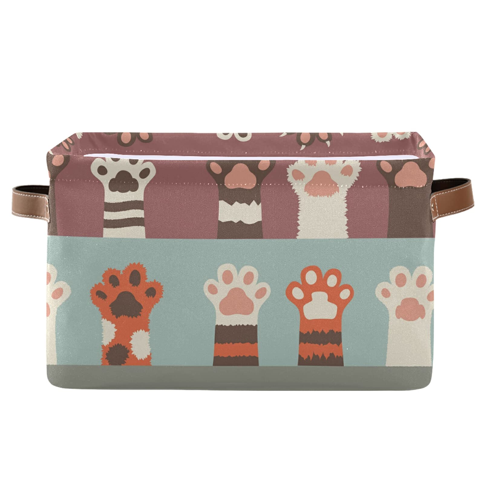 Collapsible Fabric Storage Bin with Cat Paw Print - Large Closet Organizer Basket with Handles for Nursery, Bathroom & Kids Toys | 1-Pack | Perfect for Home Organization & Pet Lover Gifts