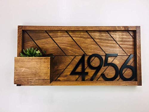 Weston Modern Address Plaque with Planter - Large Waterproof House Numbers Sign for Outdoor Home, Yard & Curb Appeal - Personalized Address Plaque for Front Door, Mailbox & Garden Decor