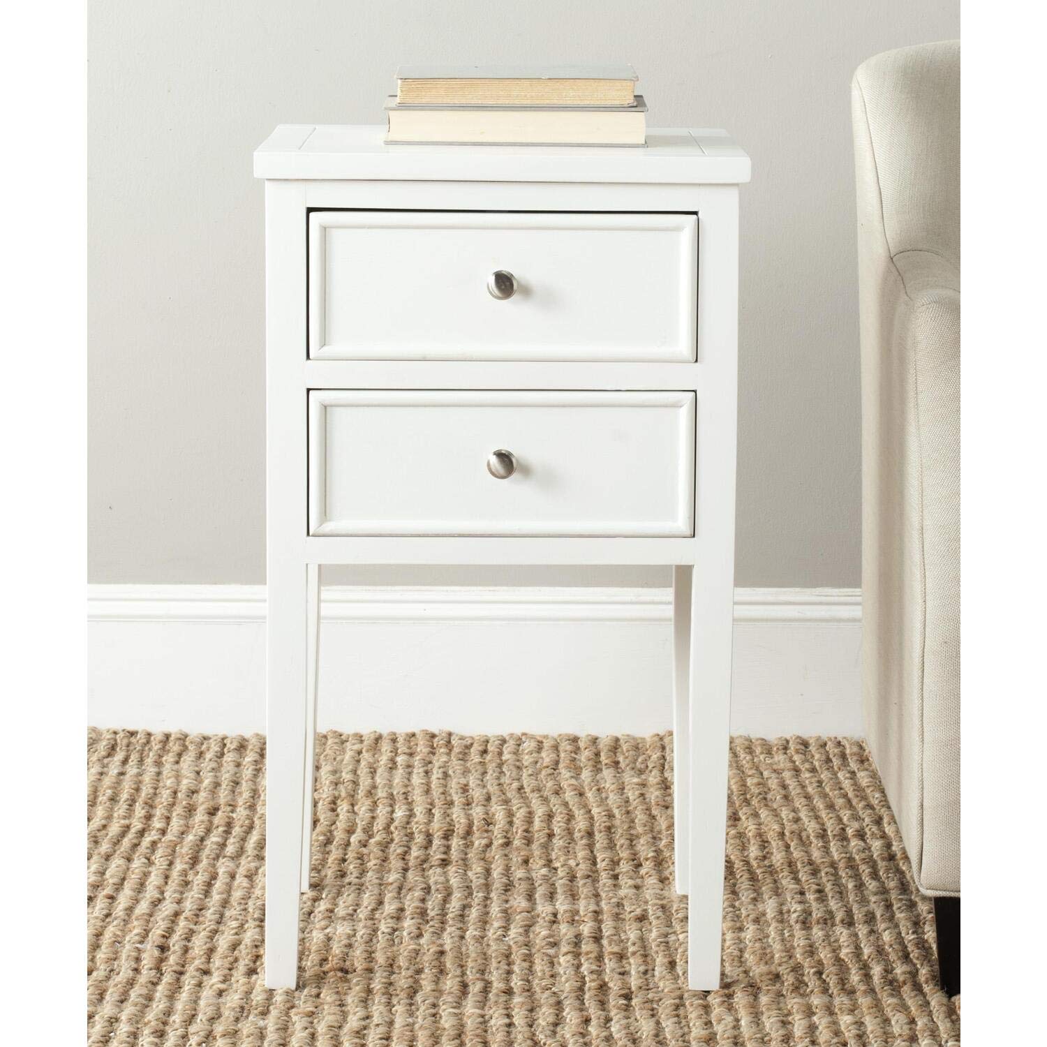 Safavieh American Homes Collection Toby French Grey End Table - Stylish Nightstand for Bedroom, Living Room, or Office - Compact Side Table with Elegant Design