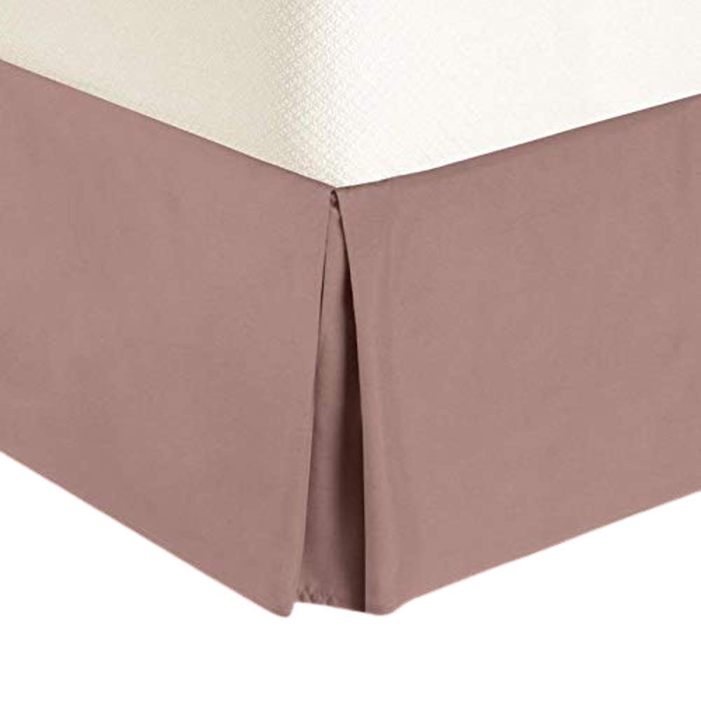 California King Split Corner Bed Skirt - 72'' x 84'' Easy Fit Mauve Tailored Drop Skirt with 19'' Brushed Egyptian Cotton - Perfect for Luxury Bedrooms & Guest Room Decor