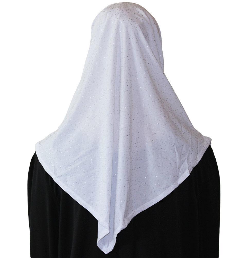 Firdevs Amira Hijab - White Raindrop Design - Soft Stretch Cotton Muslim Headscarf for Women - Perfect for Daily Wear, Prayer, and Special Occasions