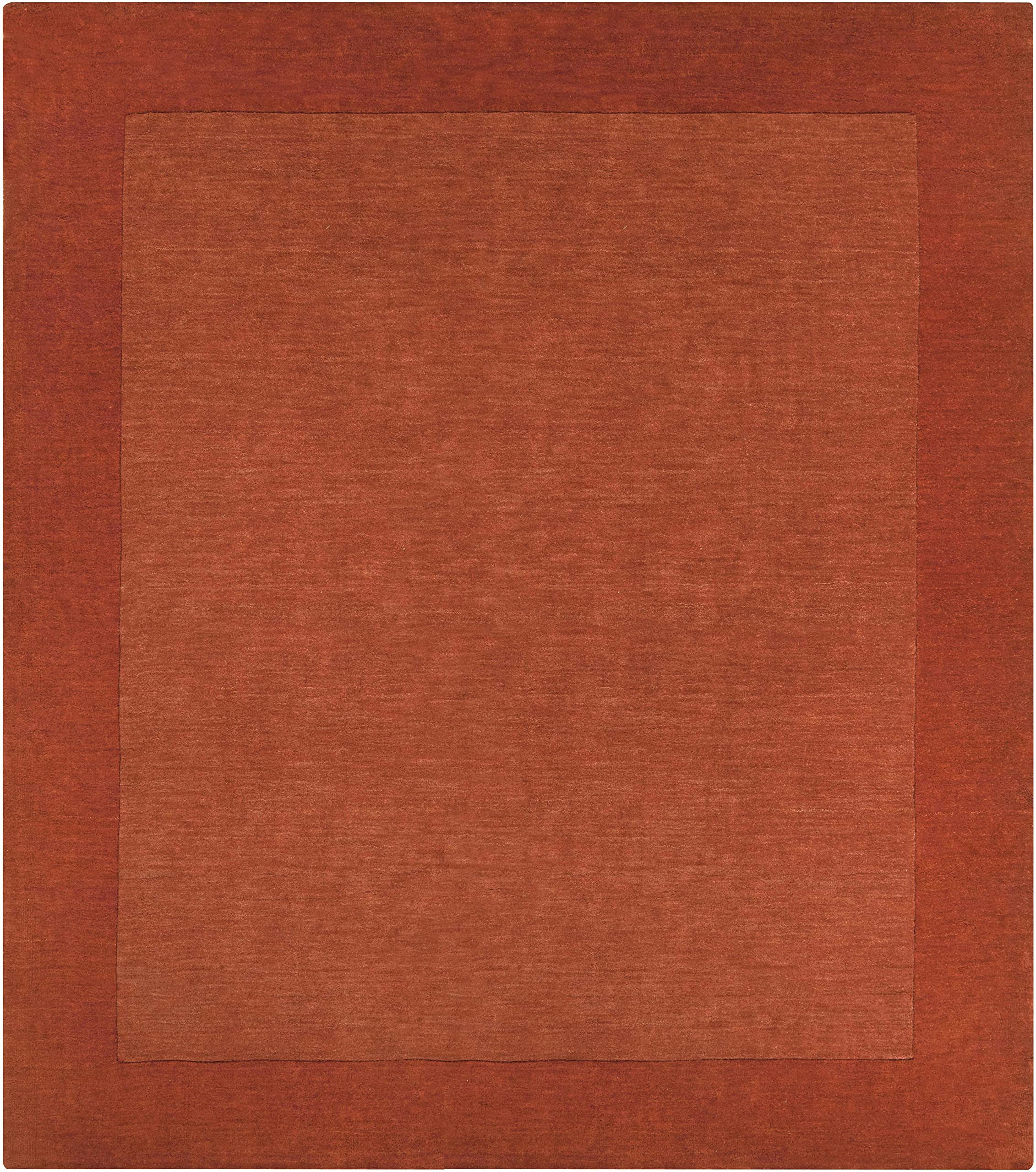 Hauteloom Lowmansville Wool Area Rug for Living Room & Bedroom - Solid Border Design in Red - 9' x 13' - Soft & Durable Floor Covering for Home Decor