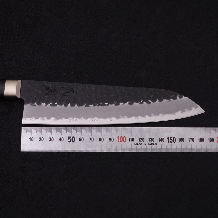Premium Santoku Knife 180mm - Blue Super Steel, Stainless Clad, Kurouchi & Tsuchime Finish with Western Handle - Perfect for Slicing, Dicing, and Chopping Vegetables, Meat, and Fish