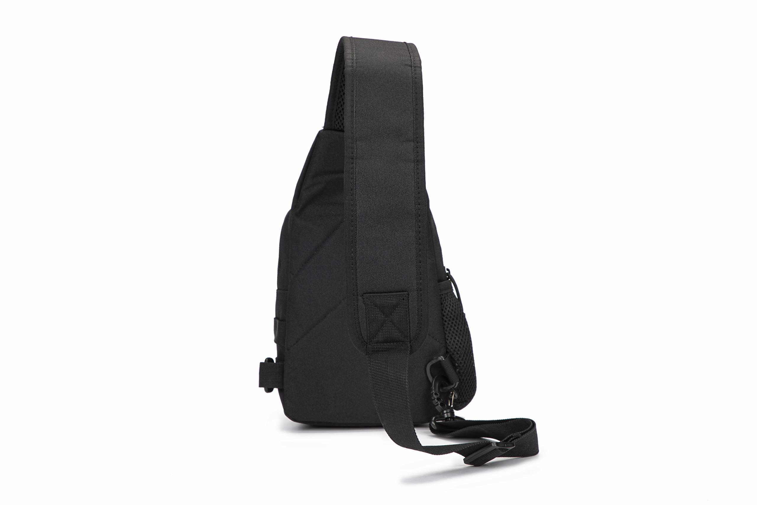 Tactical Sling Bag - Military MOLLE Chest Pack Crossbody Shoulder Bag - EDC Messenger Daypack for Camping, Hiking, Trekking & Cycling - Durable Outdoor Utility Side Bag (Python Black) - Perfect for Travel, Work Commute & Everyday Carry Essentials