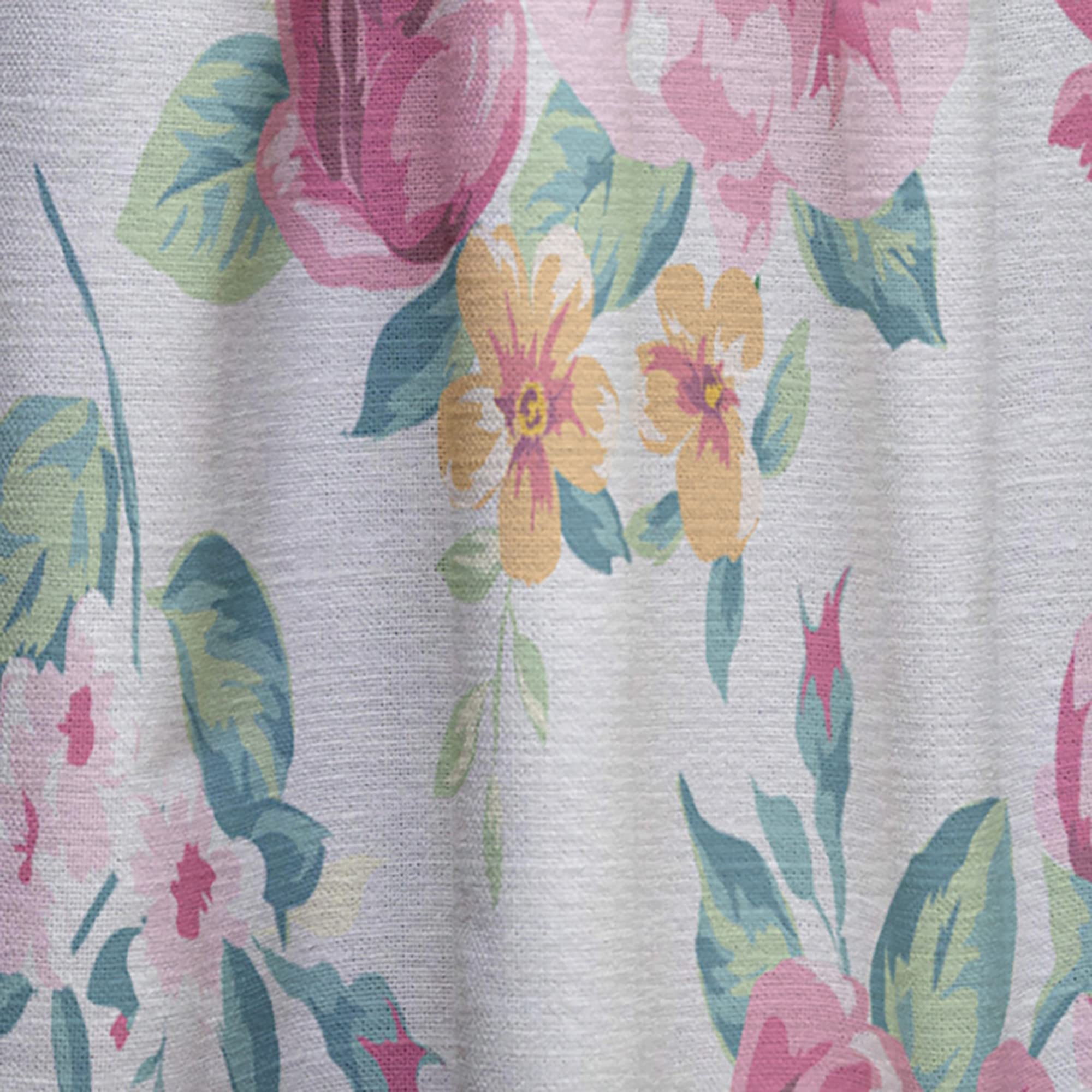 Floral Curtains Pink Purple Yellow - Thermal Insulated Blackout Window Drapes for Bedroom & Living Room - Single Panel 52x63 Inches - Perfect for Home Decor, Privacy & Light Control
