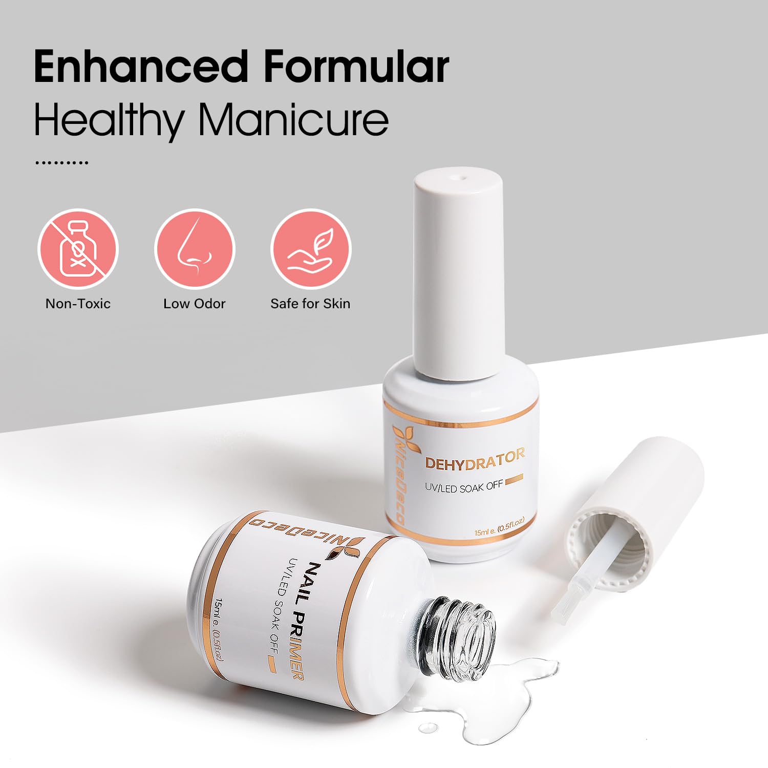 Hema Free Nail Primer & Dehydrator Kit - 2 x 15ml Cruelty-Free Vegan Nail Prep for Long-Lasting Acrylic & Gel Polish | Perfect for Salon & DIY Manicures at Home