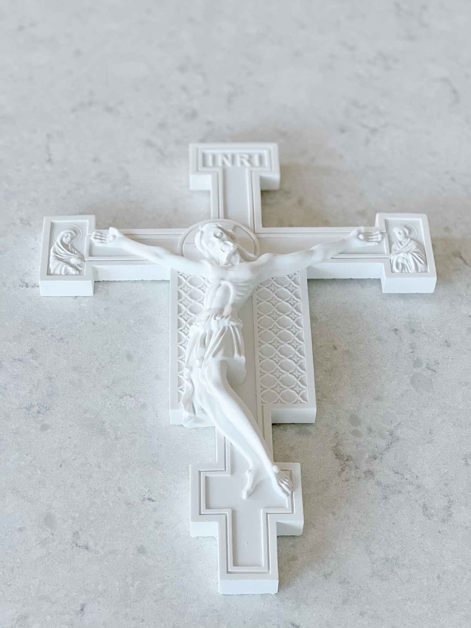 White Florentine Crucifix - Handcrafted Religious Cross Pendant for Necklace - Perfect for Gifts, Baptism, First Communion & Spiritual Jewelry