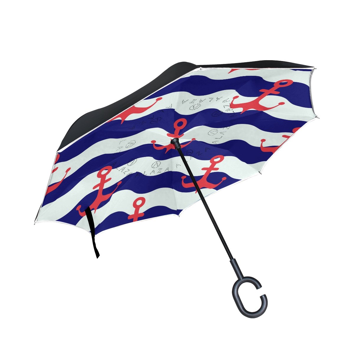ALAZA Reversible Nautical Umbrella - Sun & Rain Protection for Outdoor & Car Use