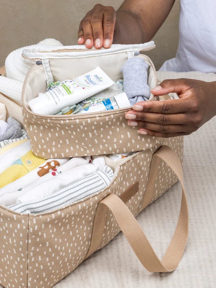Storksak Organic Diaper Caddy in Seashell - Perfect Baby Shower Gift for Nursery Organization & On-the-Go Parents