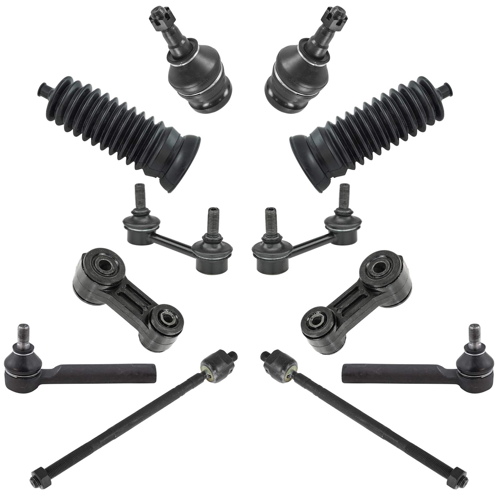 TRQ Front and Rear Steering & Suspension Kit - Ball Joint, Steering Rack & Pinion, Bellow, Sway Bar, Stabilizer Link, Tie Rod - Compatible with 2000-2004 Subaru Legacy Outback - Perfect for Off-Roading, Daily Commuting & Vehicle Maintenance