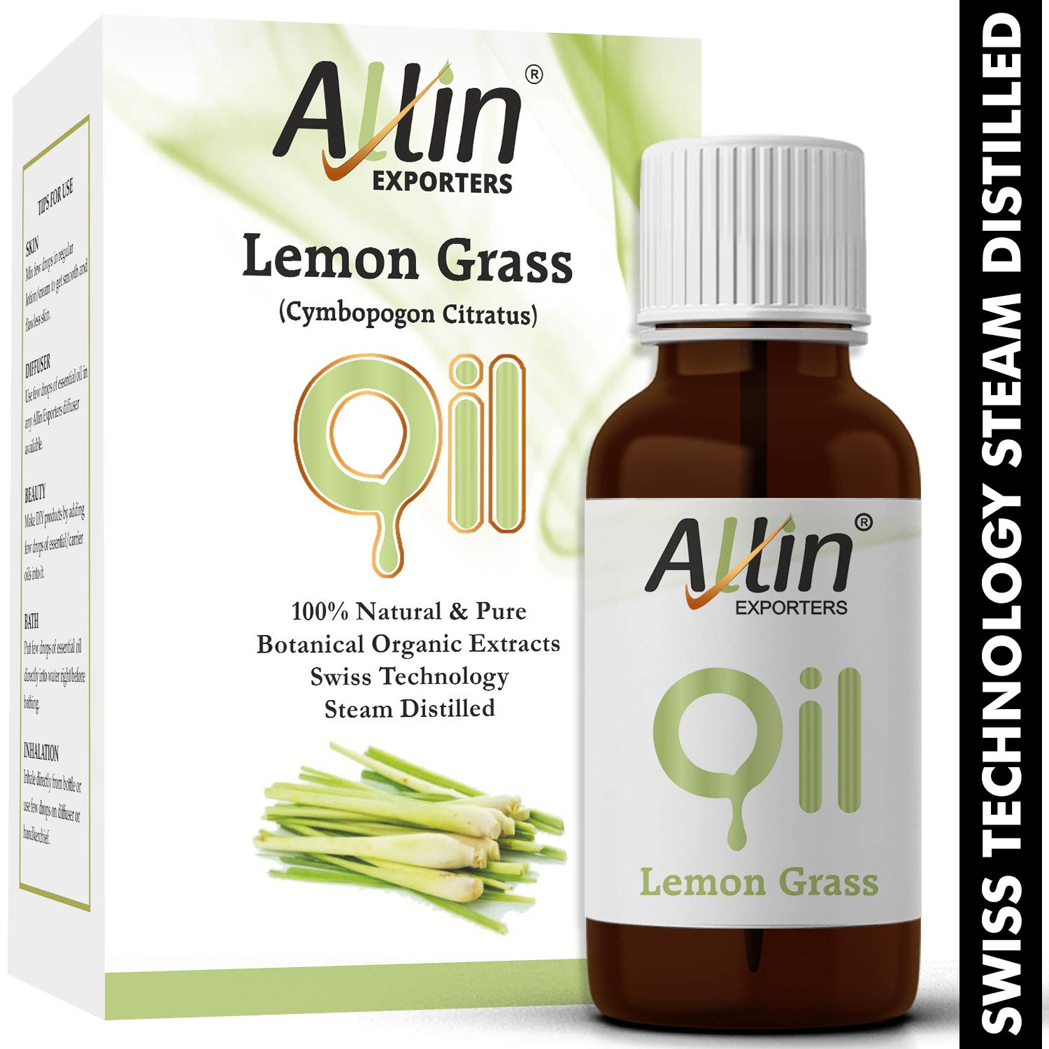 100% Pure Natural Lemongrass Essential Oil - Therapeutic Grade for Skin, Face & Hair Care - Aromatherapy Diffuser Oil - Perfect for DIY Bath Soap, Candles & Massage (30ml) - Relaxing Spa & Home Fragrance Solution