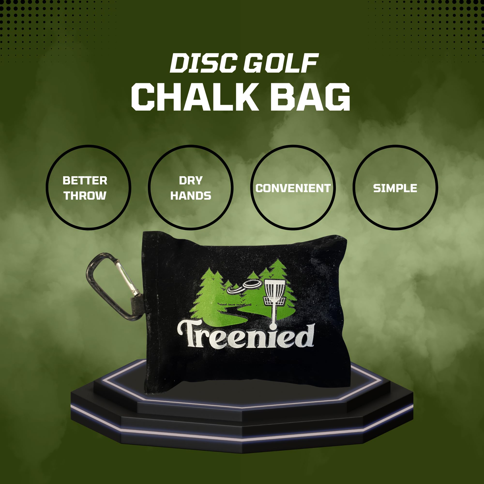 Premium Disc Golf Chalk Bag with Secure Clip (Black) - Fast Drying & Ultra Absorbent for Better Grip - Essential Disc Golf Accessories - Perfect for Tournament Play & Practice Sessions