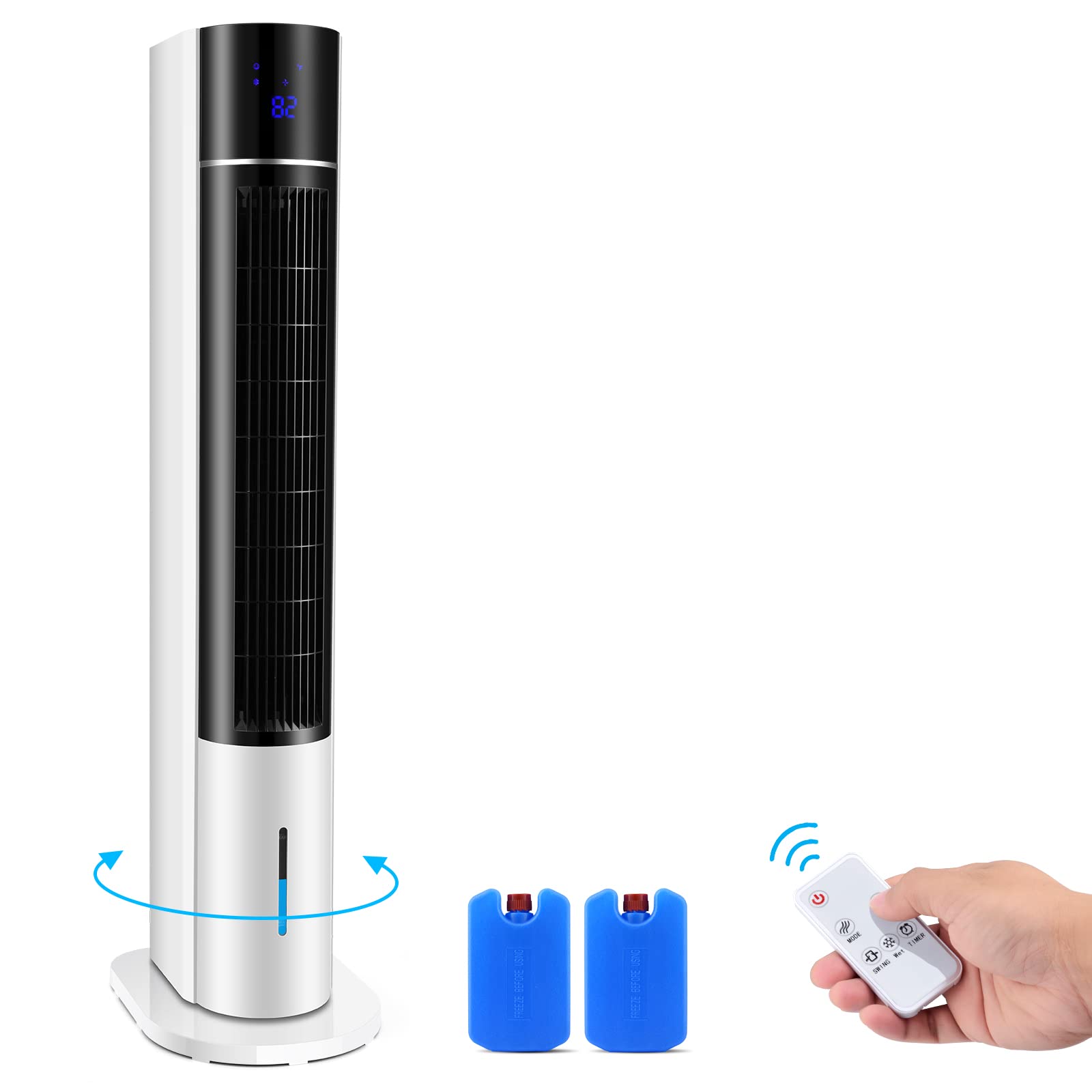 Air Choice Swamp Cooler Fan - Portable Evaporative Air Cooler with Oscillation, 3 Cooling Modes & Speeds, 12H Timer, 2 Ice Boxes & Remote Control - Instant Cooling for Home, Office, Bedroom & Outdoor Use