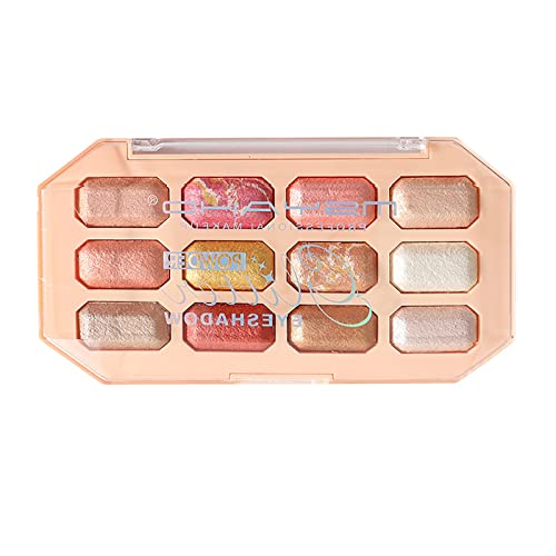 12-Color Pearlescent Diamond Eyeshadow Palette - Waterproof, Long-Lasting, High Gloss & Natural Smoky Makeup for Day & Night Looks | Perfect for Party, Date & Professional Makeup