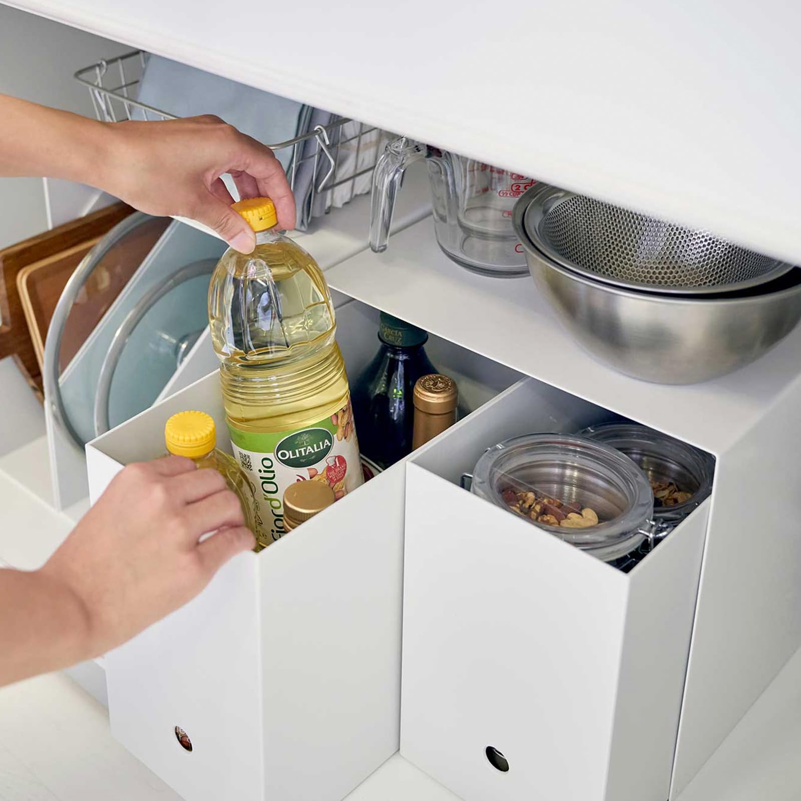 Yamazaki Home 2-Pack Steel Under Cabinet Dish Rack Organizer for Kitchen Pots, Pans & Dishes | Space-Saving Storage Solution for Small Kitchens & Pantries | Durable Steel Construction | Perfect for Organizing Cookware & Saving Counter Space