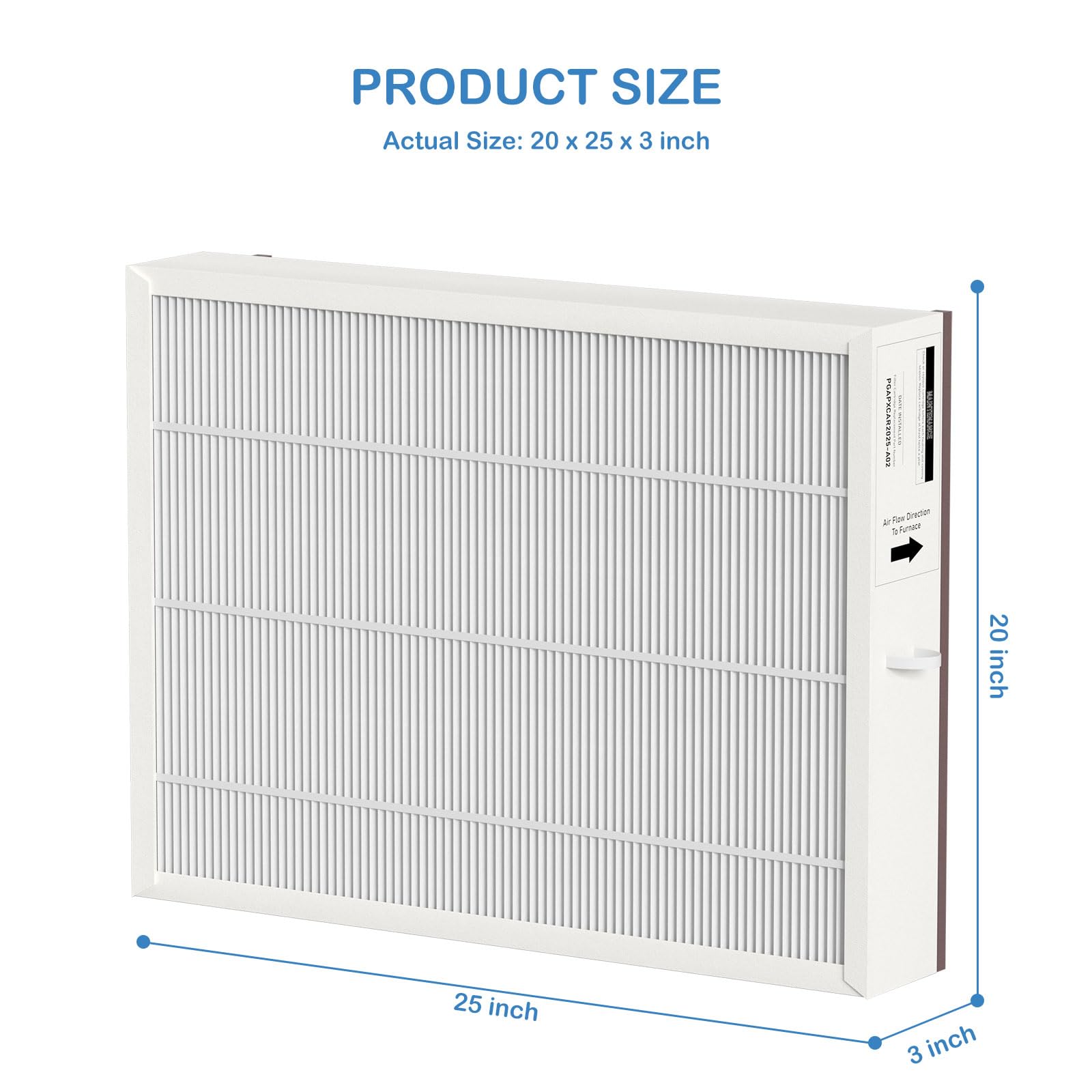 MERV-16 20x25x3 Furnace Air Filter Replacement (2 Pack) - Compatible with Bryant/Carrier PGAPXCAR2025, PGAPAXX2025, PGAPXCAR2025-A02, PGAPXCAR2025-A01, AGAPXCAR2025 - Improves Indoor Air Quality for Homes & Offices