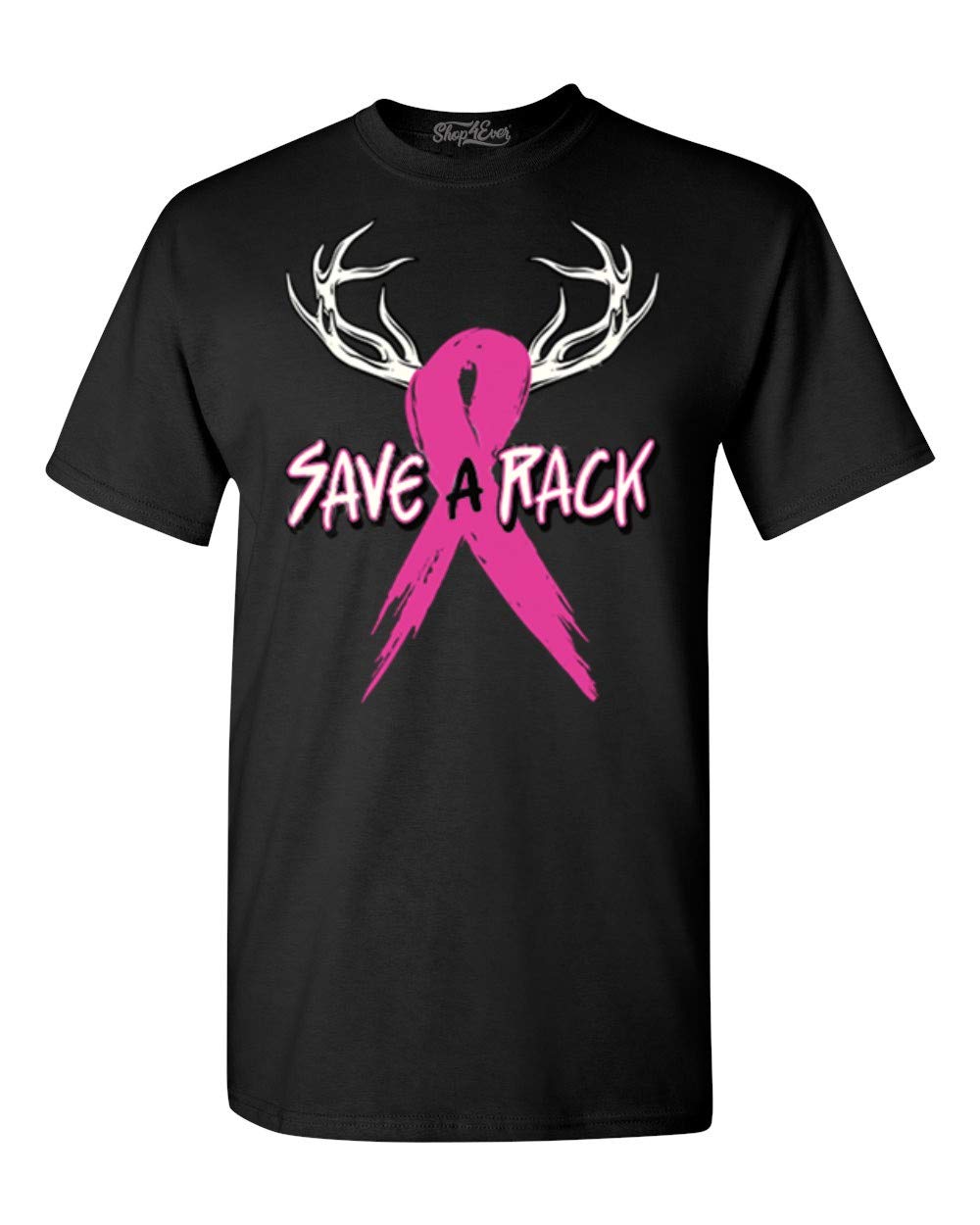 Shop4Ever Save A Rack Pink Ribbon T-Shirt - Breast Cancer Awareness Tee for Women - Comfortable Cotton Tee for Fundraising Events, Survivor Support & Awareness Campaigns