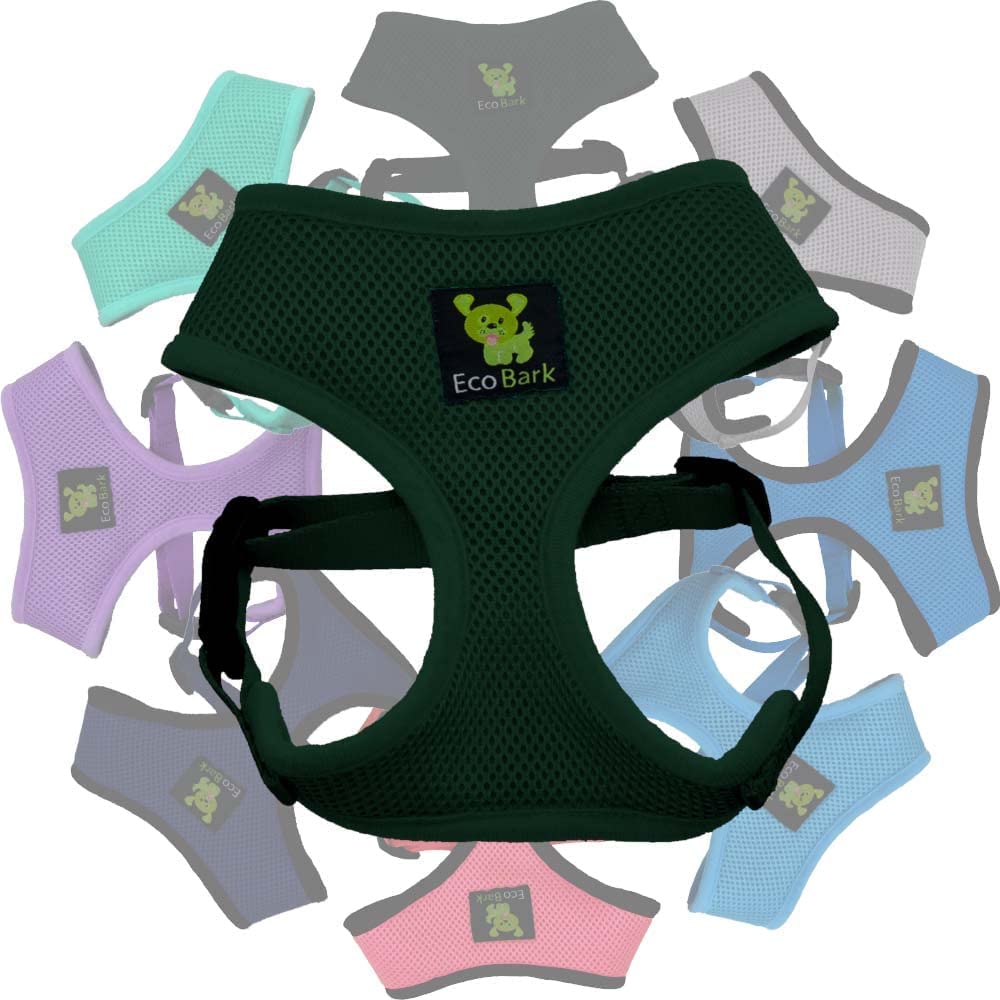 EcoBark Eco-Friendly No Pull Dog Harness - Soft Mesh Comfort Vest for Small, Toy & Teacup Dogs - Overhead Design Prevents Choking (XS, Dark Green) - Perfect for Walks, Training & Outdoor Adventures