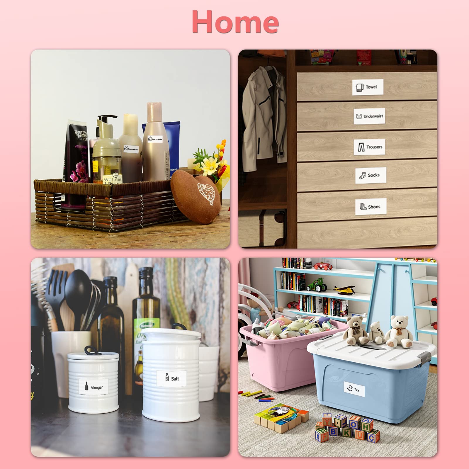 Mini Portable Label Maker Machine with Tape - USB Rechargeable Label Printer for Home & Office Organizing (Jars, Bins, Files) | Compatible with iPhone & Android | Easy to Use, Pink | Perfect for Crafting, Pantry Labeling & School Projects
