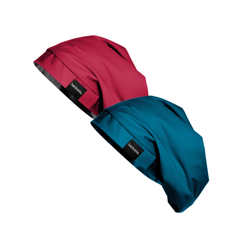 Hairbrella Satin Lined Sleep Cap for Curly & Natural Hair - 2 Pack Bundle | Soft & Breathable Night Cap for Hair Protection & Moisture Retention | Perfect for Bedtime, Travel & Salon Visits