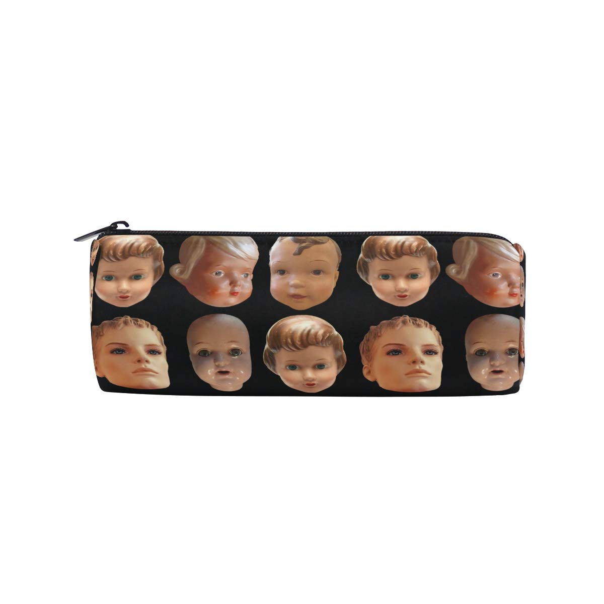 DJROW Zippered Pencil Case & Pen Organizer - Creepy Doll Head Design Makeup Pouch for School, Office & Travel Accessories Storage