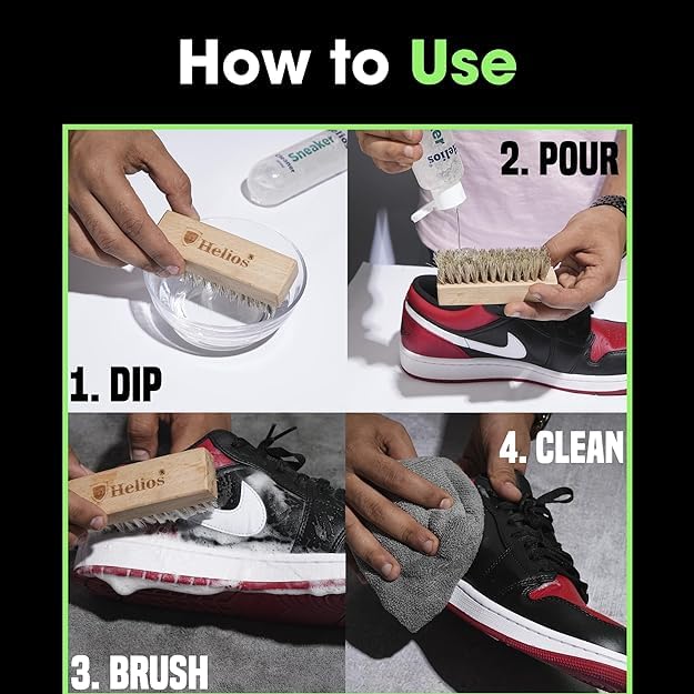 Helios Super Sneaker Cleaner Kit 125ml - All-Purpose Shoe Cleaning Solution with Brush for Nubuck, Leather & Sports Shoes | Perfect for Sneakerheads, Gym & Outdoor Activities