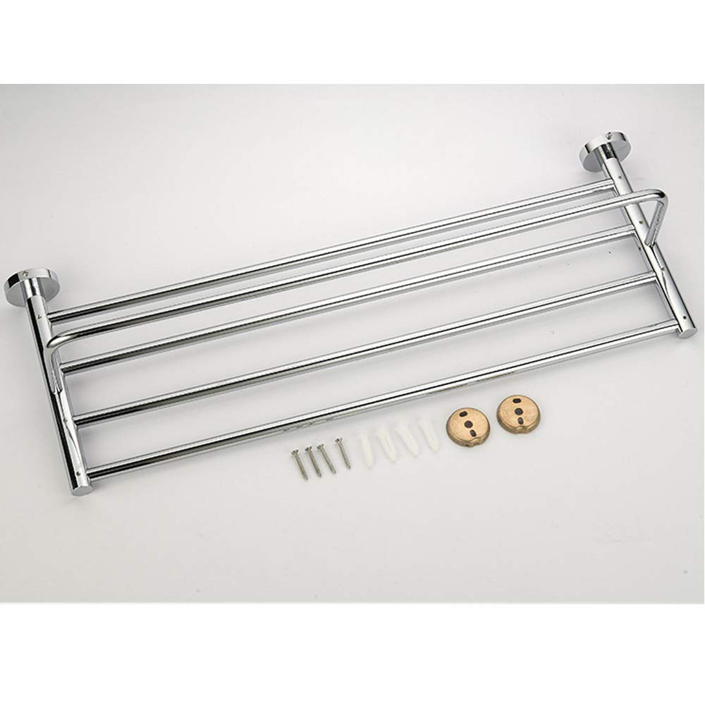 Brass Anti-Rust Double Shelf Towel Rack with Wall Mount Bars - Bathroom & Hotel Towel Holder for Lavatory Storage (Plated Finish) | Perfect for Spa, Guest Rooms & Home Bath Organization
