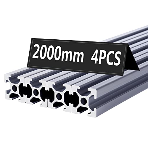 4PCS 2000mm T-Slot 2020 Aluminum Extrusion Profile - European Standard Anodized Linear Rail Guide for 3D Printer & CNC Machine Parts | DIY Projects, Robotics, Industrial Automation