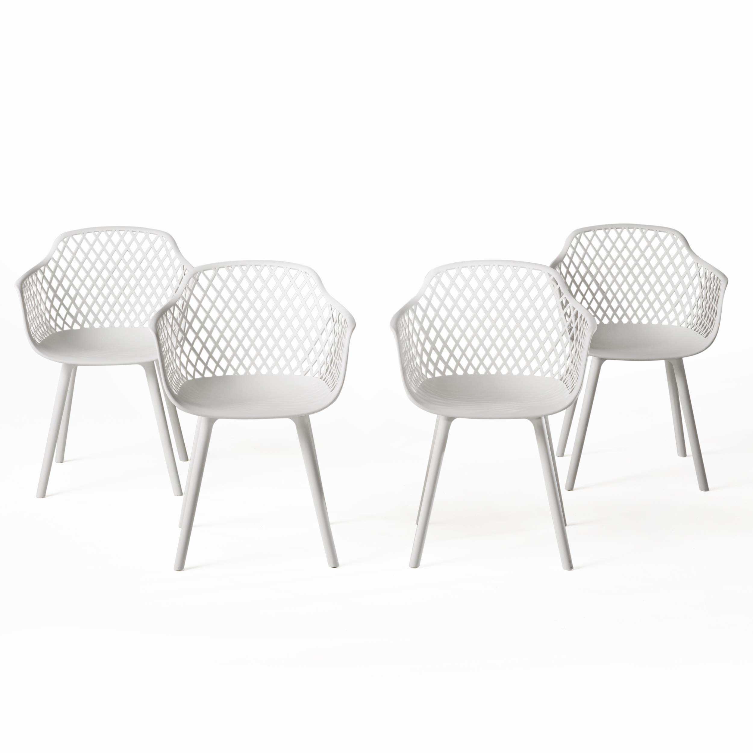 Christopher Knight Home Shawn Outdoor Modern Dining Chair Set of 4, White Weather-Resistant Patio Furniture - Perfect for Backyard, Garden, Poolside & Alfresco Dining
