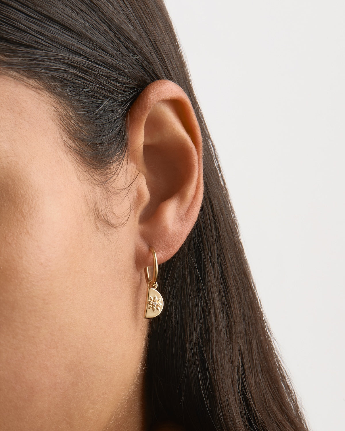 18K Gold Vermeil Lotus Hoop Earrings for Women - Elegant Floral Dangle Earrings for Everyday Wear & Special Occasions