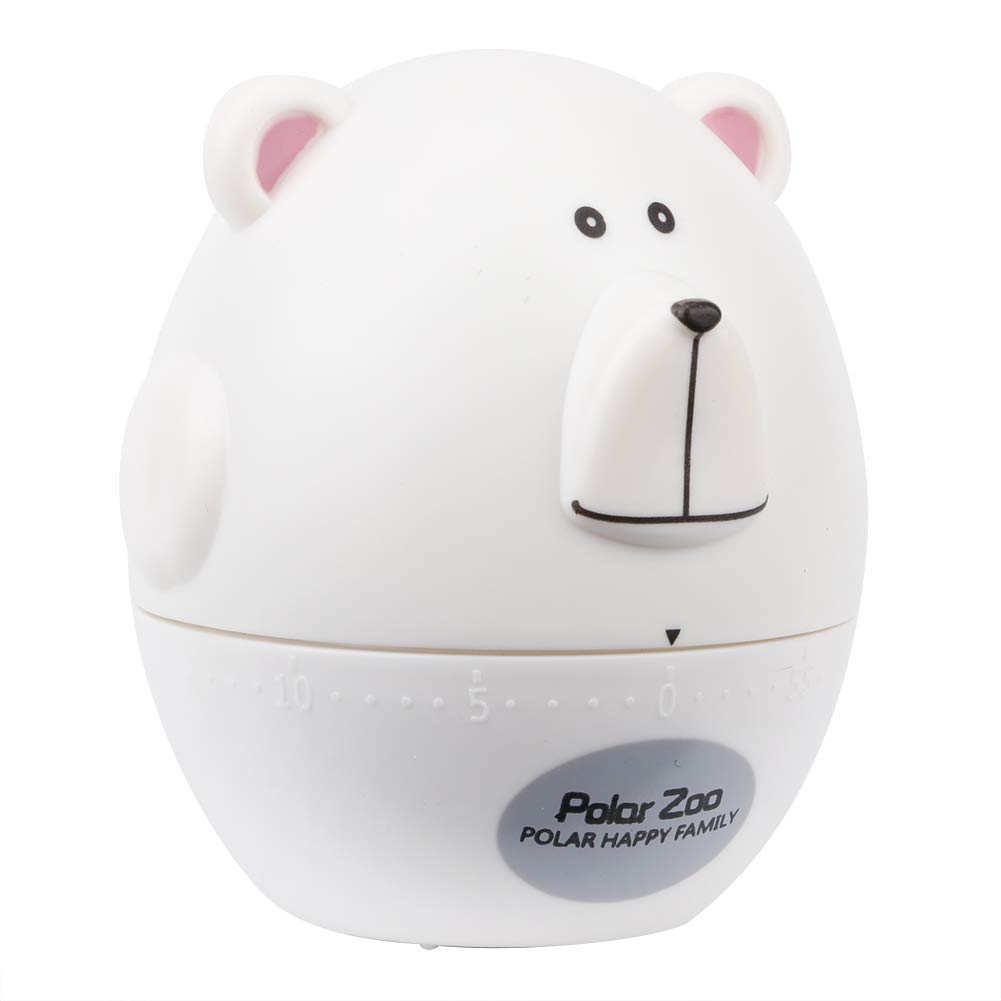 Cartoon Bear-Shaped Kitchen Timer - Small & Cute Baking Alarm Clock for Cooking, Frying, Baking - Perfect for Restaurants, Coffee Shops & Home Use (White) | Ideal for Baking Cookies, Roasting Meats & Timing Coffee Brews