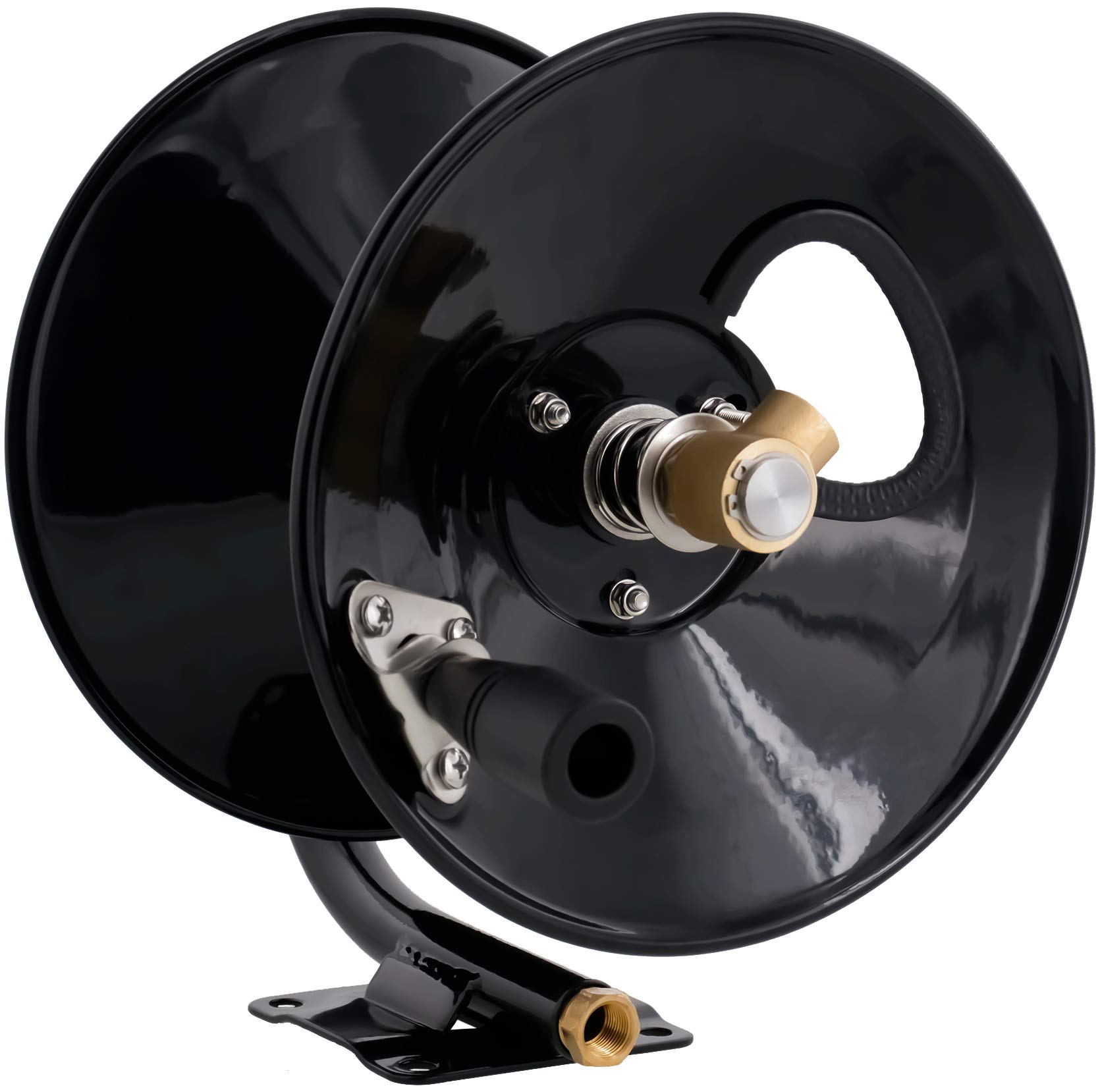 Steel Dragon Tools 4000 PSI 50-Foot Heavy Duty Black Powder Coated Pressure Washer Hose Reel - Perfect for Car Washing, Driveway Cleaning & Outdoor Home Maintenance