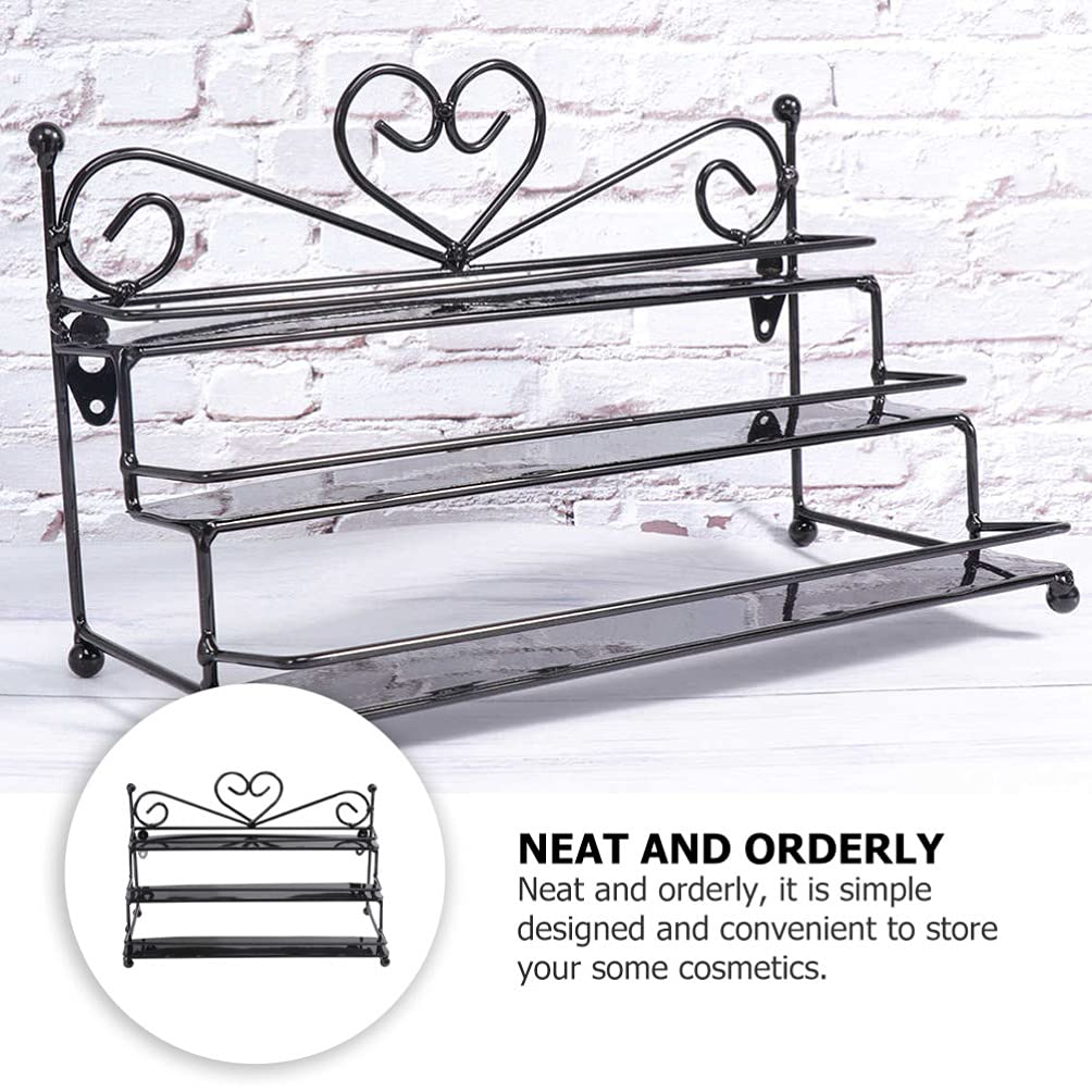 Cabilock 1pc Iron Nail Polish Display Stand - Tabletop Nail Polish Rack & Makeup Storage Organizer for Salon, Home, or Retail Store - Holds Lipsticks, Cosmetics & Beauty Products