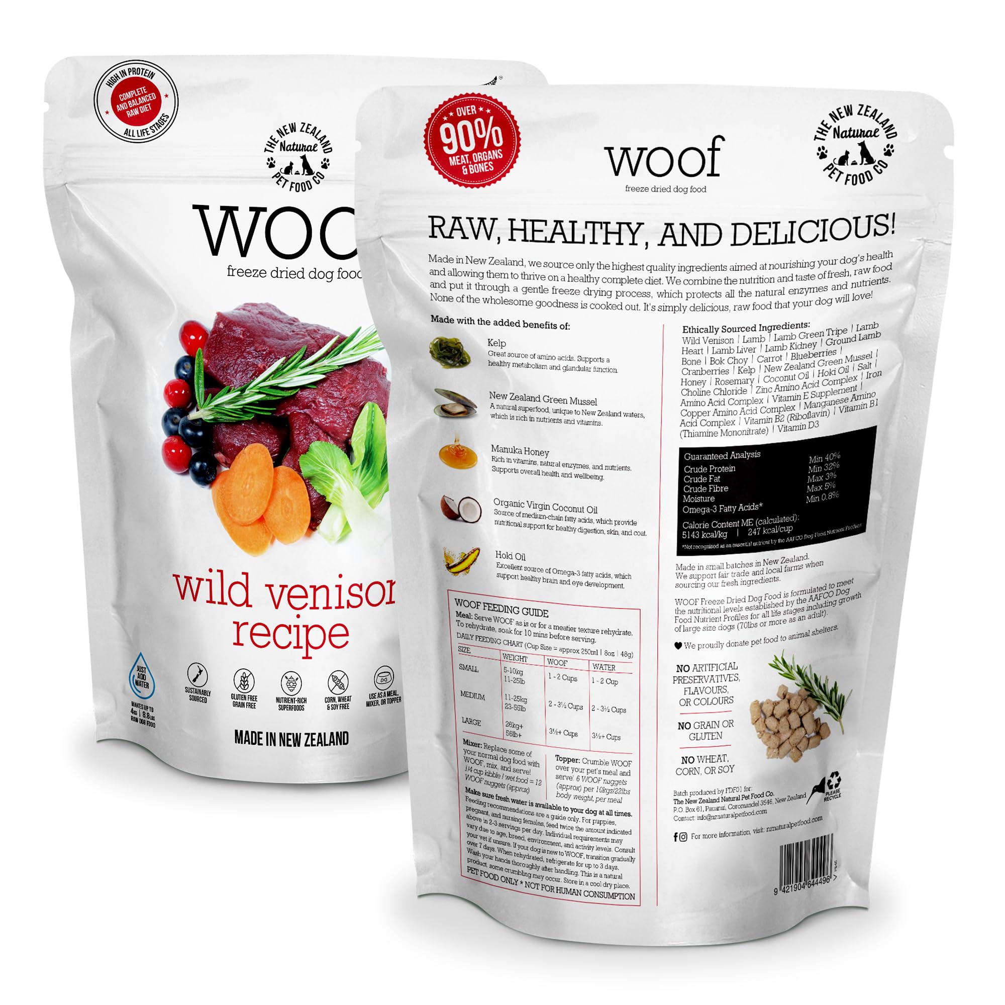 Premium Freeze Dried Dog Food - Wild Venison Recipe | High Protein Grain-Free Dog Food Topper & Treats | 2.2 lb Bag | Perfect for Training, Meal Toppers & Outdoor Adventures